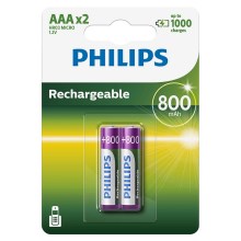 Philips R03B2A80/10 - 2 pçs Pilha recarregável AAA MULTILIFE NiMH/1,2V/800 mAh