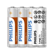 Philips R03L4F/10 - 4 pçs Pilha de cloreto de zinco AAA LONGLIFE 1,5V 450mAh