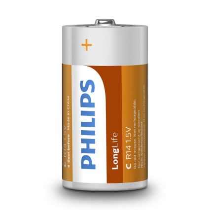 Philips R14L2B/10 - 2 unidades Pilha de cloreto de zinco C LONGLIFE 1,5V 2800mAh