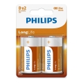 Philips R20L2B/10 - 2 unidades Pilha de cloreto de zinco D LONGLIFE 1,5V 5000mAh