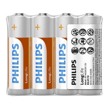 Philips R6L4F/10 - 4 unidades Pilha de zinco-cloreto AA LONGLIFE 1,5V 900mAh