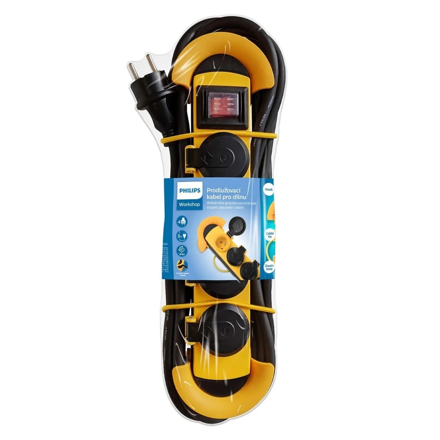 Philips SPN5140YB/60 - Extensão com interruptor 4Z 3m IP44
