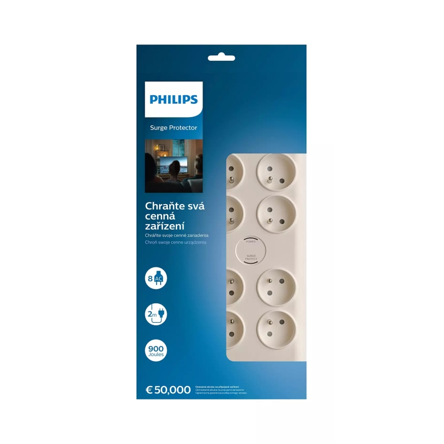 Philips SPN7080WA/60 - Proteção contra sobretensão 8Z 2m branco