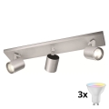 Philips - Spot LED RGBW dimável 3x GU10/4,8W/230V, cromado mate + comando à distância