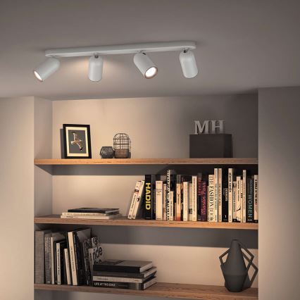 Philips - Luminária de focos LED RGBW regulável PONGEE 4xGU10/4,8W/2300V 3000K branca + controlo remoto
