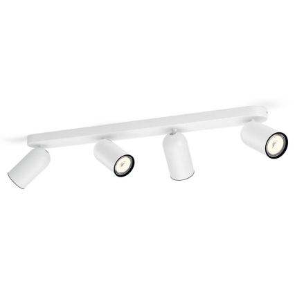 Philips - Luminária de focos LED RGBW regulável PONGEE 4xGU10/4,8W/2300V 3000K branca + controlo remoto