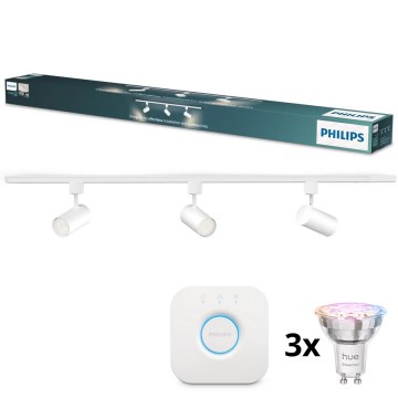 Philips - Spot LED RGBW dimerizável em sistema de trilho EASYLINK HUE 3xGU10/4,7W/230V 2200-6500K 1m branco + Hue bridge