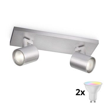 Philips - Spot LED RGBW dimerizável RUNNER 2xGU10/6,5W/230V 2700-6500K cromo mate