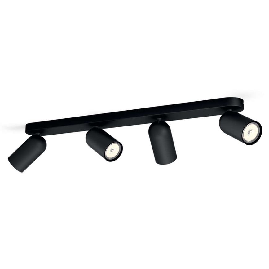Philips - Spot LED RGBW dimerizável PONGEE 4xGU10/4,8W/230V 3000K preto + controlo remoto