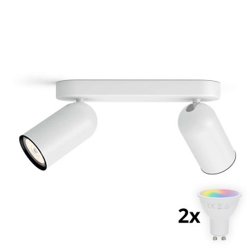 Philips - Spot LED RGBW regulável PONGEE 2xGU10/4,8W/230V 3000K branco + comando remoto