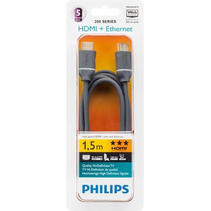 Philips SWV4432S/10 - Cabo HDMI com Ethernet, HDMI 1,4 A conector 1,5m cinzento