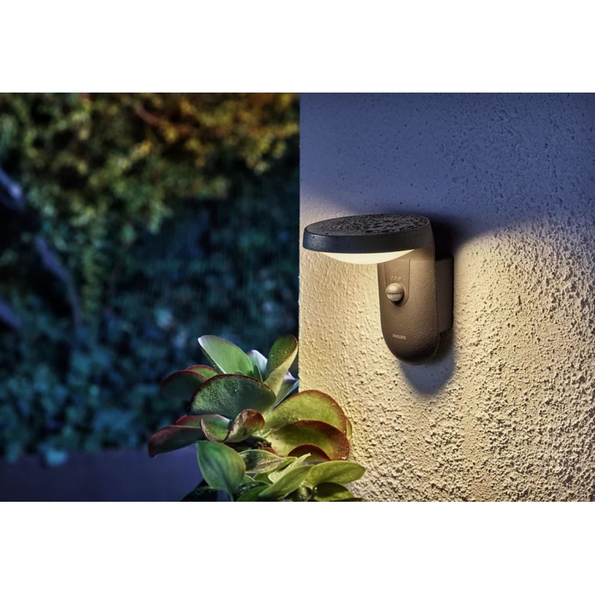 Philips - Luminária de parede exterior LED com sensor LED/9W/230V 2700K IP44