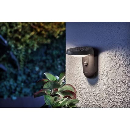 Philips - Luminária de parede exterior LED com sensor LED/9W/230V 4000K IP44