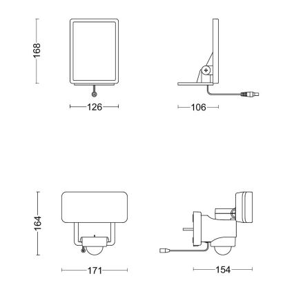 Philips - Luminária de parede solar LED com sensor de movimento e crepúsculo TYLUS LED/6W/3,7V 2600 mAh 3000K IP44