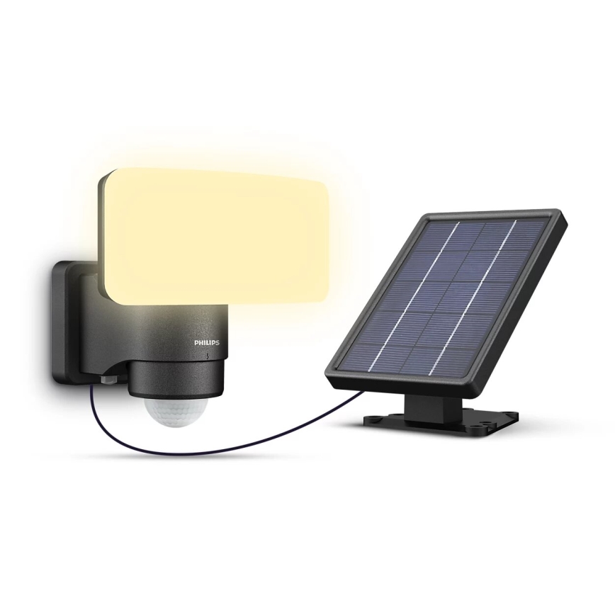 Philips - Luminária de parede solar LED com sensor de movimento e crepúsculo TYLUS LED/6W/3,7V 2600 mAh 3000K IP44