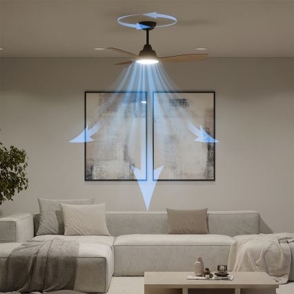 Philips - Ventilador de teto LED dimerizável OLAS LED/24W/230V diâmetro 106 cm preto/castanho + comando remoto