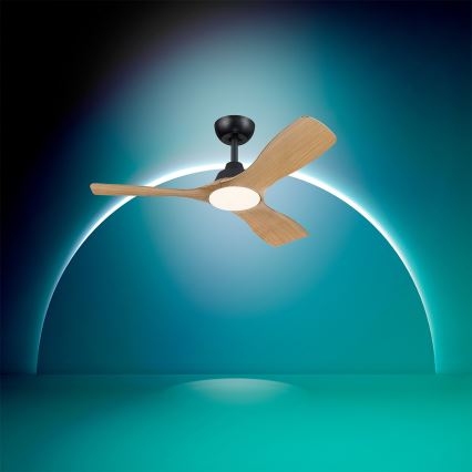 Philips - Ventilador de teto LED dimerizável OLAS LED/24W/230V diâmetro 106 cm preto/castanho + comando remoto