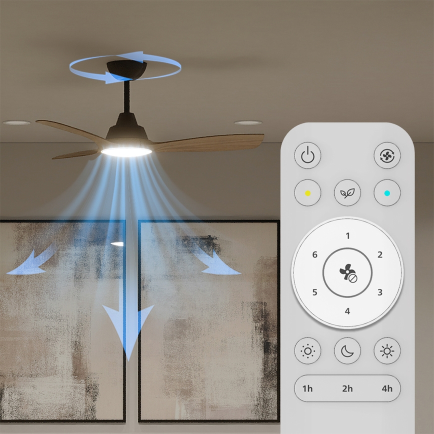 Philips - Ventilador de teto LED dimerizável OLAS LED/24W/230V diâmetro 106 cm preto/castanho + comando remoto