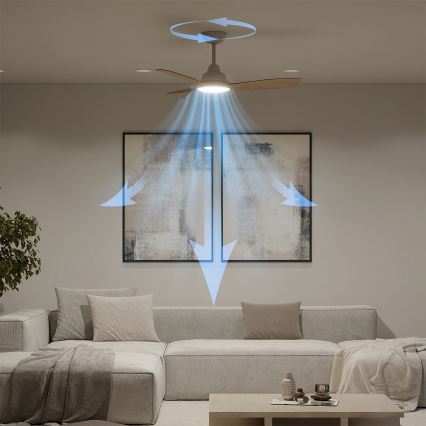 Philips - Ventilador de teto LED dimerizável OLAS LED/24W/230V diâmetro 106 cm branco/castanho + comando remoto