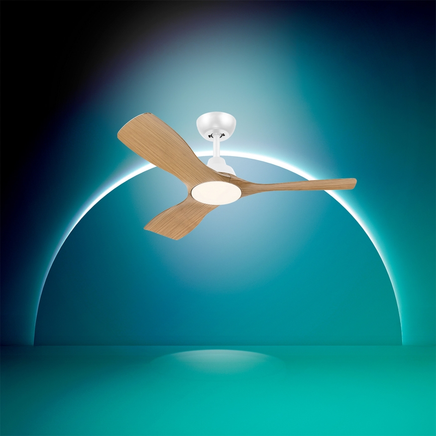 Philips - Ventilador de teto LED dimerizável OLAS LED/24W/230V diâmetro 106 cm branco/castanho + comando remoto