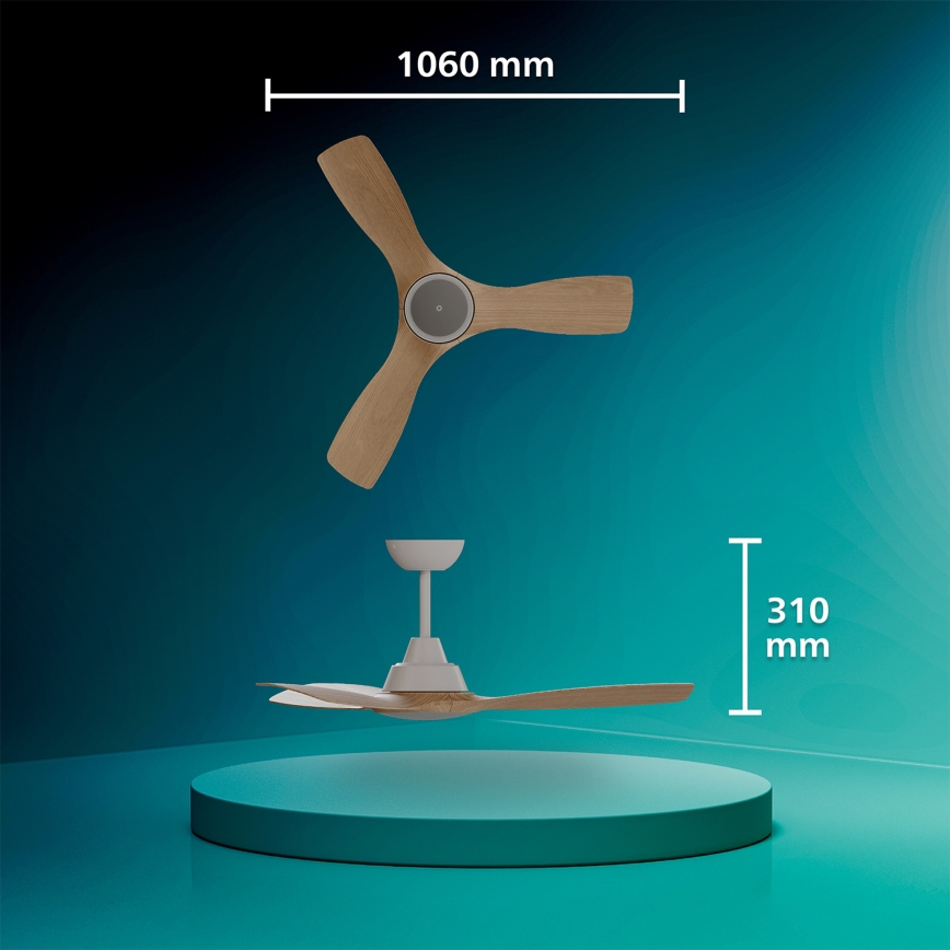 Philips - Ventilador de teto LED dimerizável OLAS LED/24W/230V diâmetro 106 cm branco/castanho + comando remoto