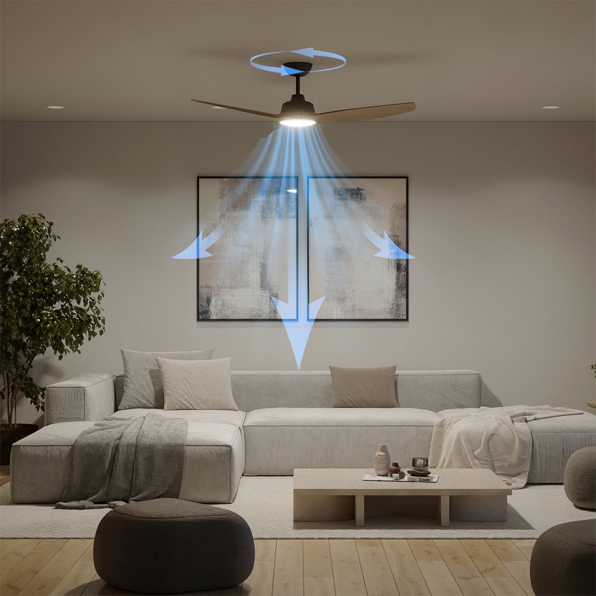 Philips - Ventilador de teto LED regulável OLAS LED/24W/230V Ø 132 cm preto/castanho + controlo remoto