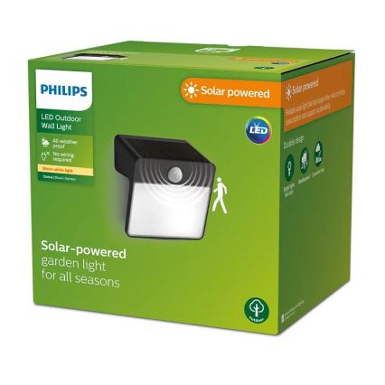 Philips - Luminária de parede solar LED com sensor de movimento e crepúsculo YARIXA LED/2,2W/3,7V 600 mAh IP44