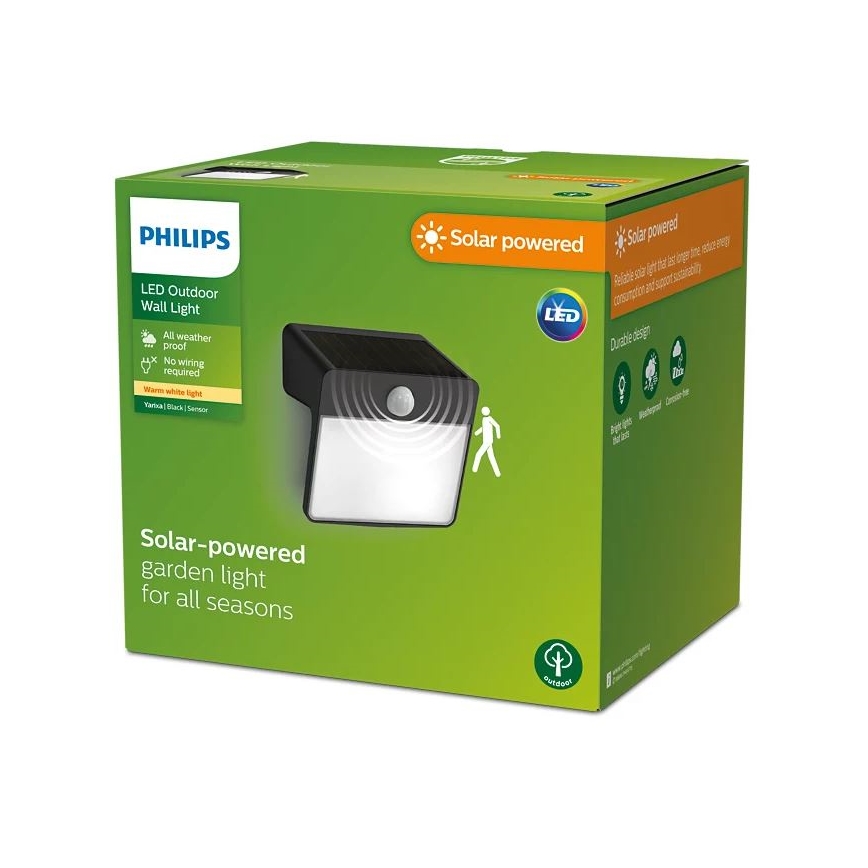 Philips - Luminária de parede solar LED com sensor de movimento e crepúsculo YARIXA LED/2,2W/3,7V 600 mAh IP44