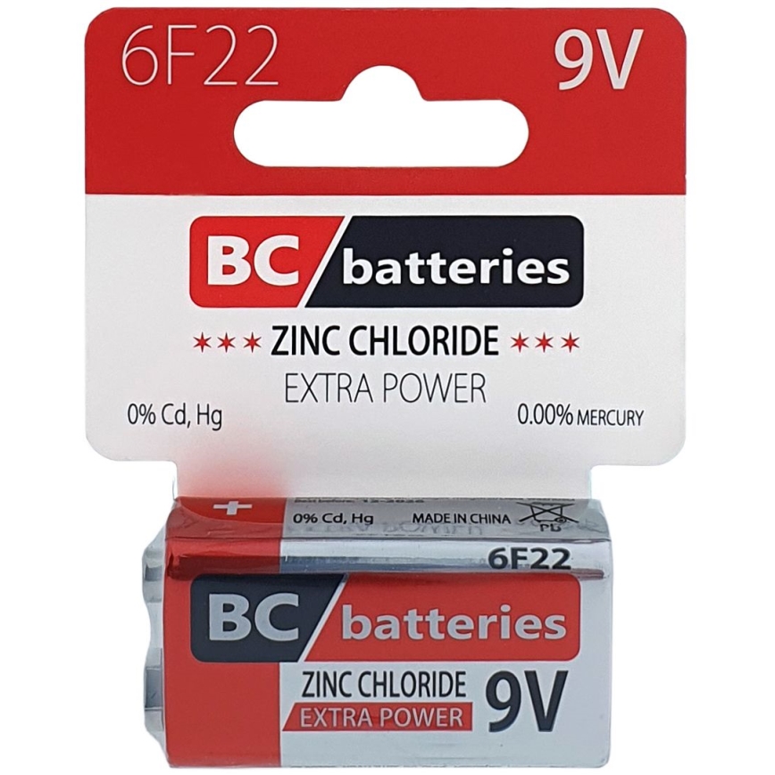 Pilha de cloreto de zinco 6F22 EXTRA POWER 9V