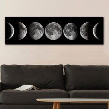Pintura de parede sobre tela 50x120 cm fases da lua