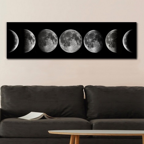 Pintura de parede sobre tela 50x120 cm fases da lua