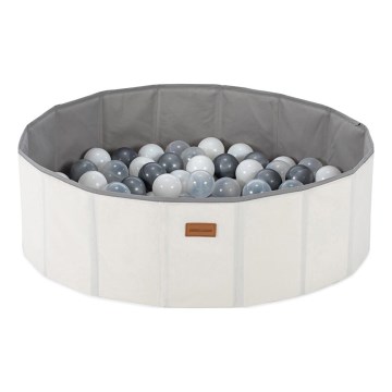 Piscina seca infantil com bolas, diâmetro 80 cm, branco/cinza