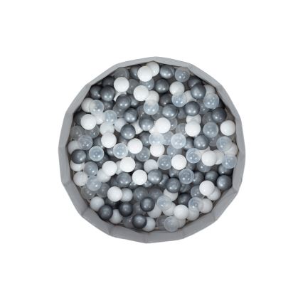 Piscina seca infantil com bolas, diâmetro 80 cm, branco/cinza