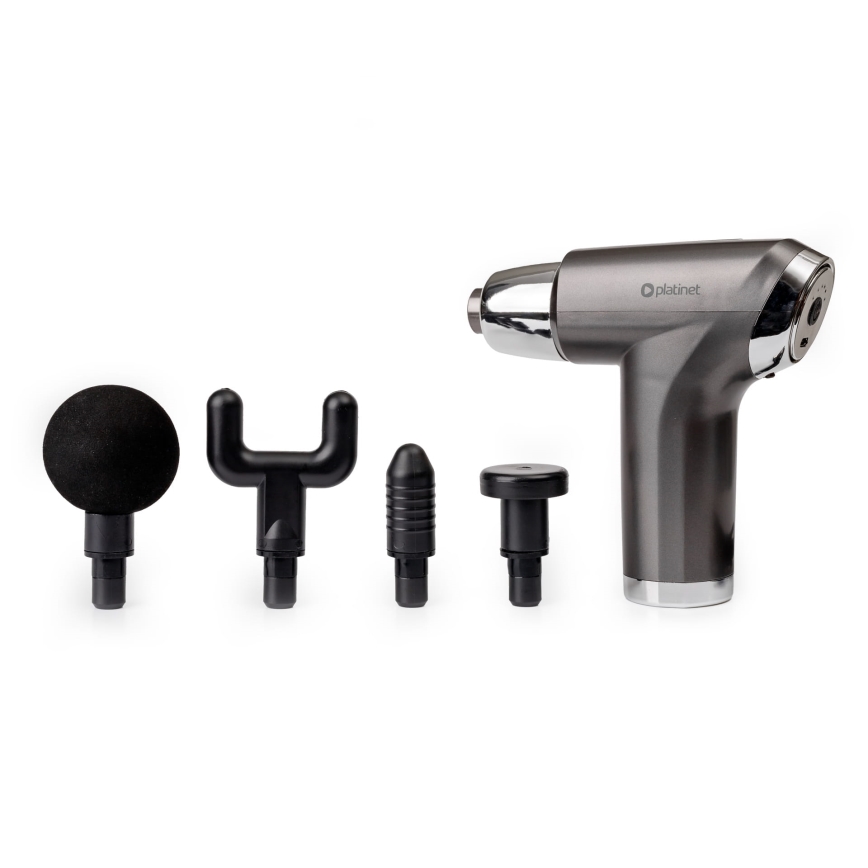 Pistola de massagem recarregável com 4 cabeças 25W/5V 1200 mAh