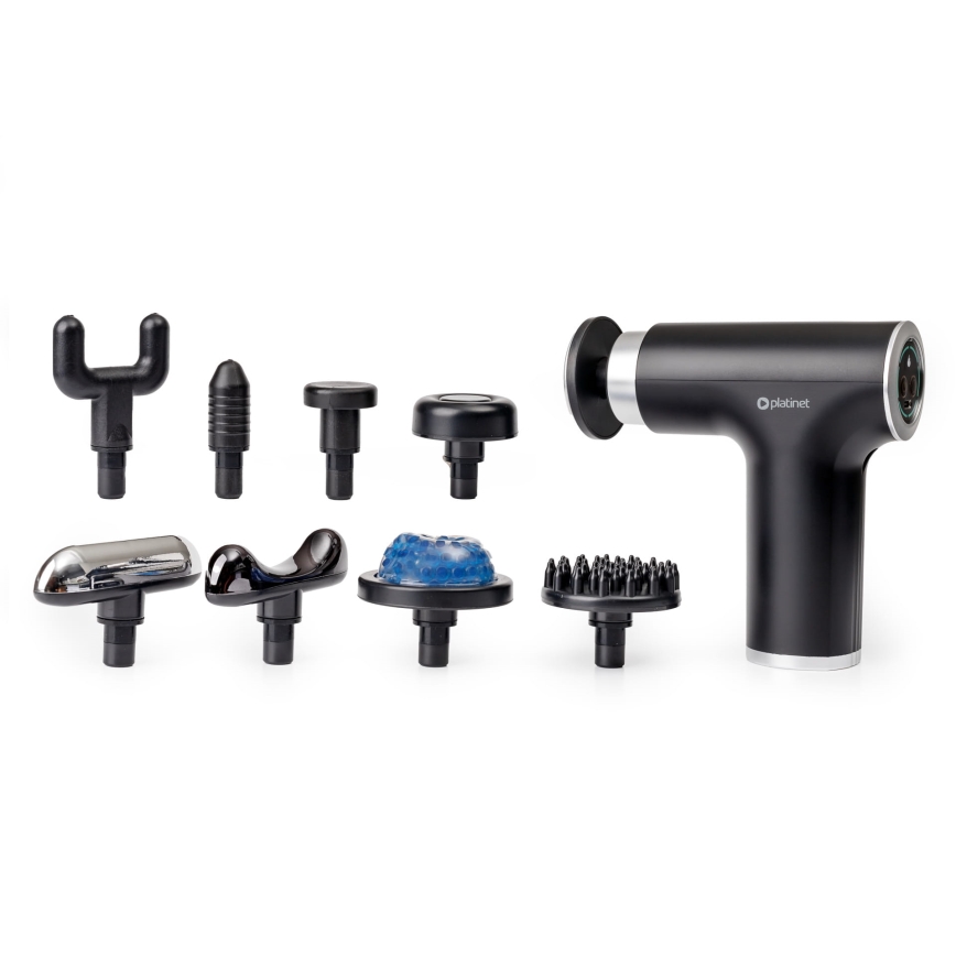 Pistola de massagem recarregável com 9 cabeças 25W/5V 1200 mAh