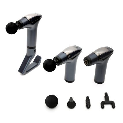 Pistola de massagem recarregável com 4 cabeças e cinta 25W/5V 1500 mAh