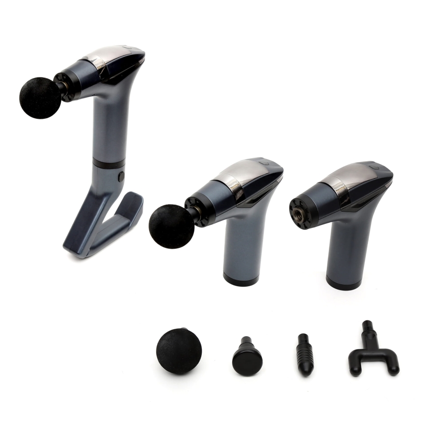 Pistola de massagem recarregável com 4 cabeças e cinta 25W/5V 1500 mAh