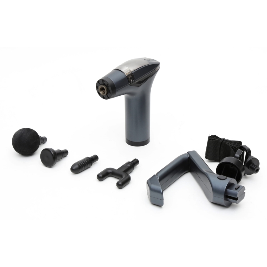 Pistola de massagem recarregável com 4 cabeças e cinta 25W/5V 1500 mAh