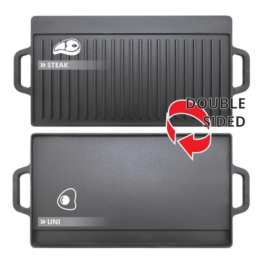 Placa de grelhar de dupla face 50x23 cm