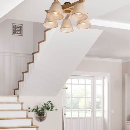 Plafonier ANTONIO 5xE14/40W/230V carvalho