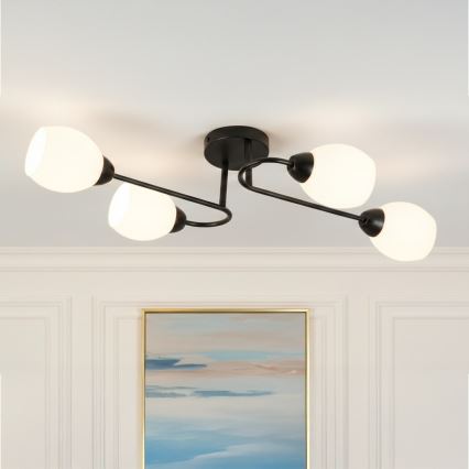 Plafon de tecto KING 4xE27/15W/230V preto
