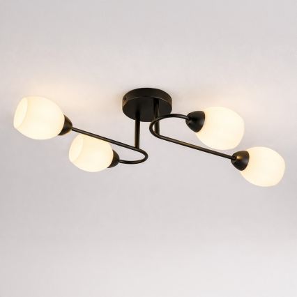 Plafon de tecto KING 4xE27/15W/230V preto