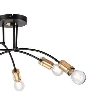 Plafon de teto fixo ANYA 6xE27/15W/230V preto/dourado