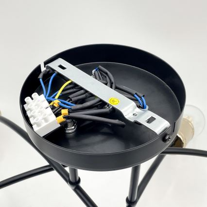 Plafon de teto fixo ANYA 6xE27/15W/230V preto/dourado