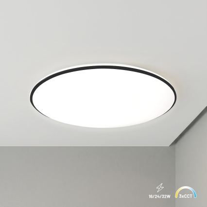 Candeeiro de Teto LED HUGO LED/16/24/32W/230V 3000/4000/6500K Ø 37 cm IP54 preto