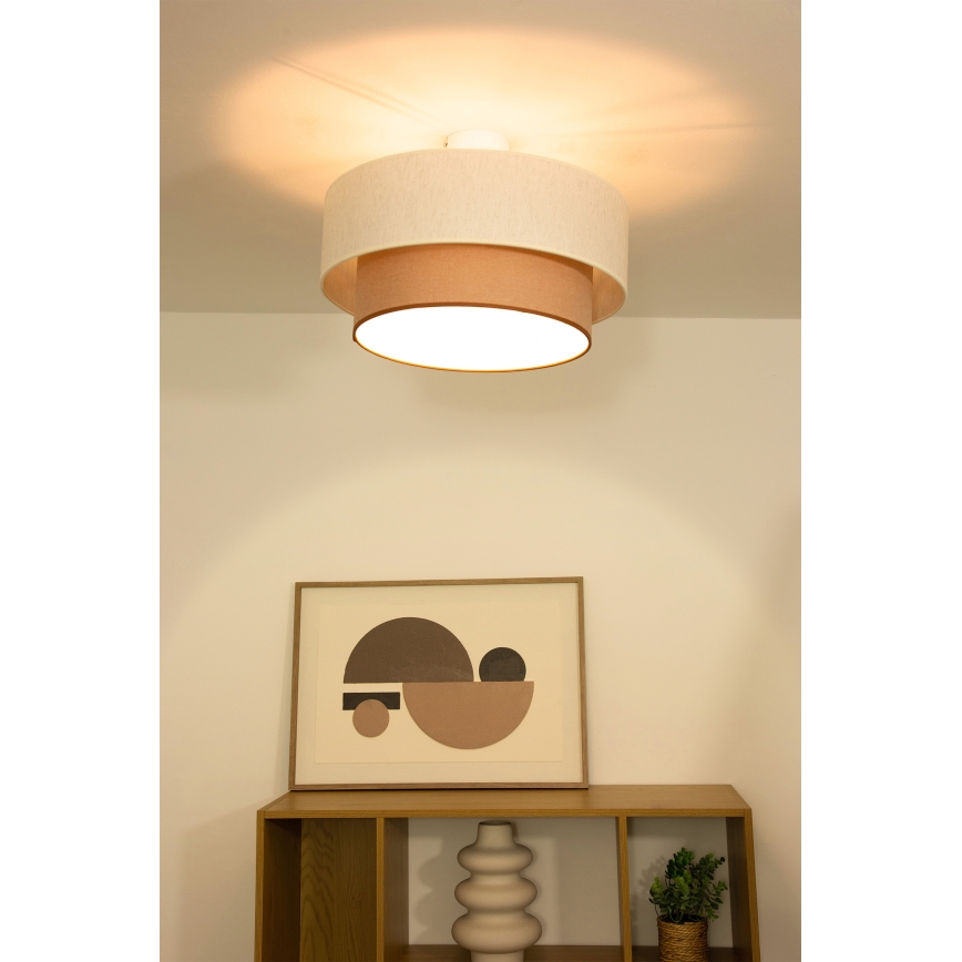 Plafon de teto NATIA 1xE27/60W/230V, Ø 45 cm, branco/marrom