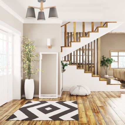 Lustre de teto ELLIE 3xE27/60W/230V cinza/bétula