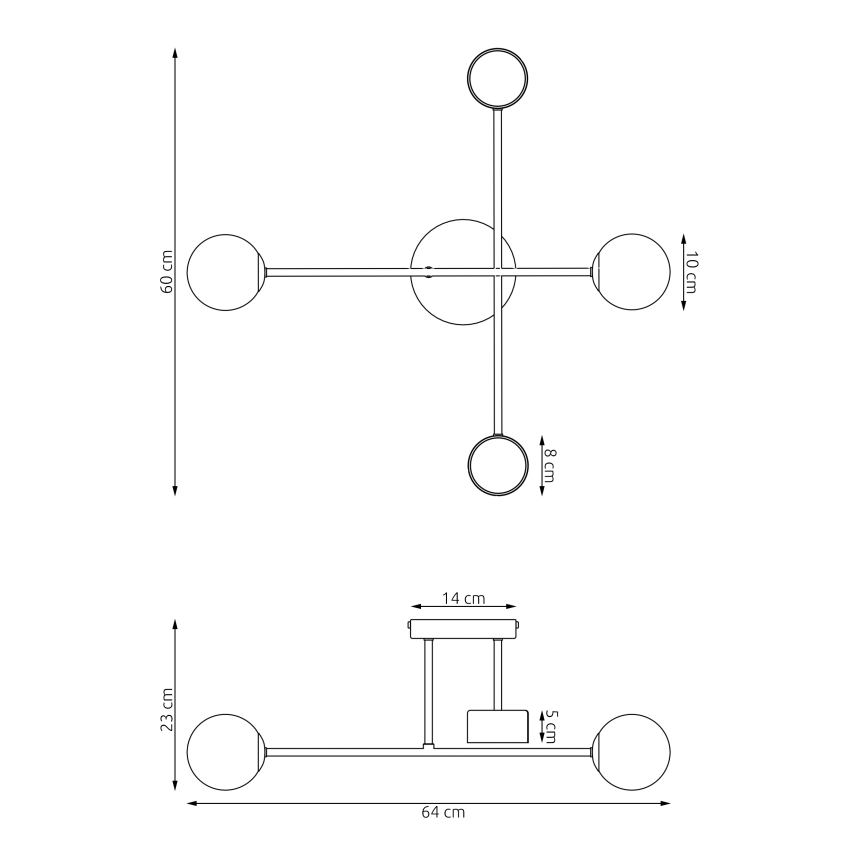 Plafon HOLON 2xG9/8W/230V + 2xGX53/12W cinzento