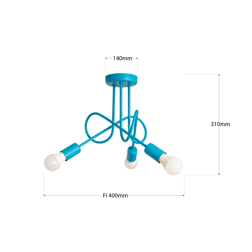Plafon infantil LED OXFORD 3xE27/15W/230V azul