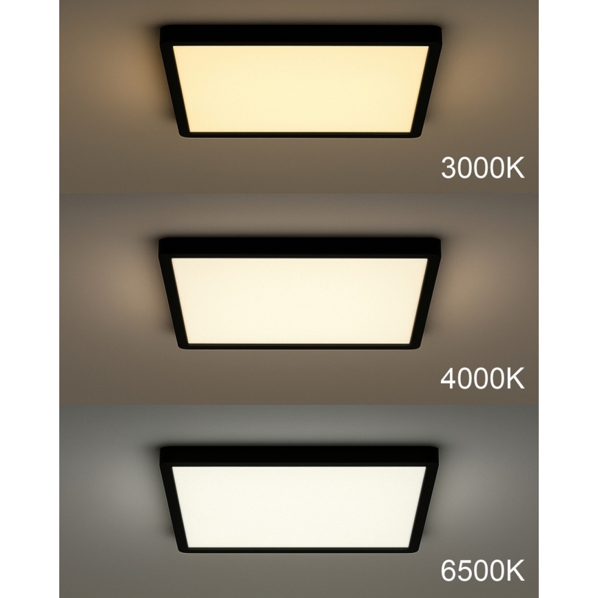 Plafon LED/24W/230V 3000/4000/6500K 30x30 cm preto